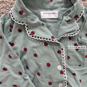 Mud Kingdom Kids Pajama Set - Green with Strawberry Print